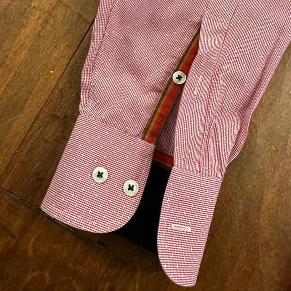 Lorenzo Uomo Red Long Sleeve Button Down Collared Dress Shirt Sz XL - Picture 4 of 9